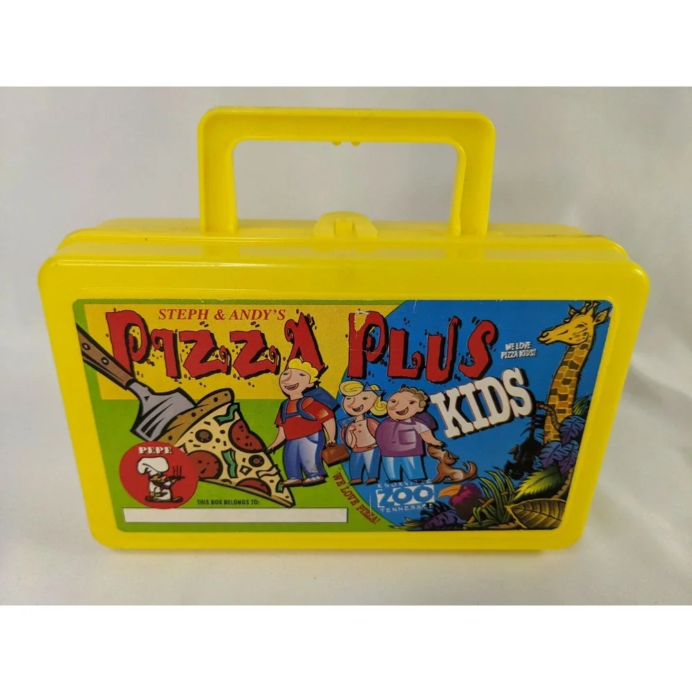 Whirley Industries Pizza Plus‎ Yellow Purple Pencil Case Lunch Box Kids Meal Lot